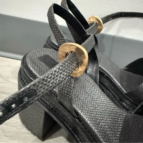 Cult Gaia Sandals Azariah Platform in Raffia Black - Picture 6 of 9